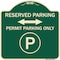 Signmission Reserved Parking Permit Parking withand Bidirectional Arrow Aluminum Sign, 18" x 18", G-1818-23146 A-DES-G-1818-23146 - alternate 1